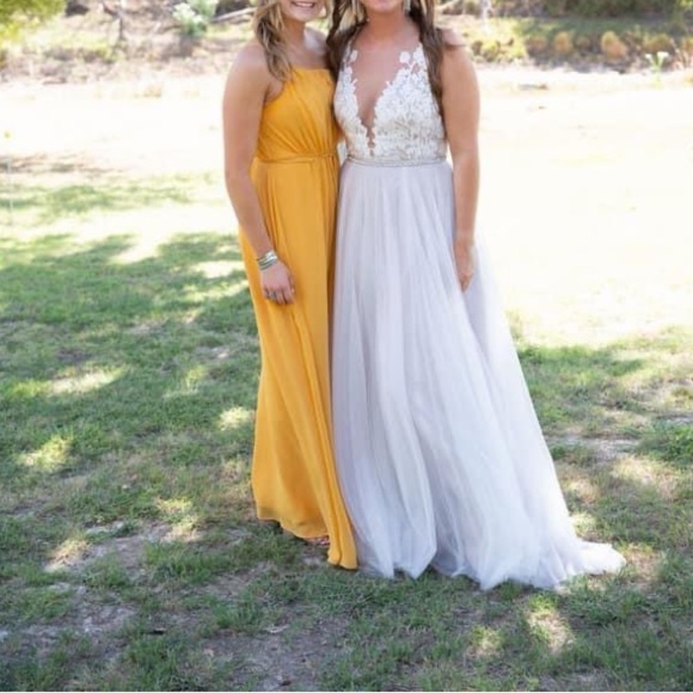 Azazie Yellow Bridesmaid dress, Size 2, one shoulder
